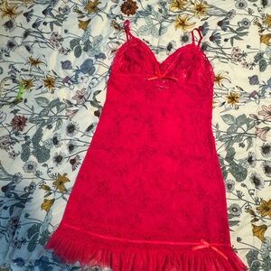 Victoria's Secret Vibrant Hot  Pink Lace Chemise